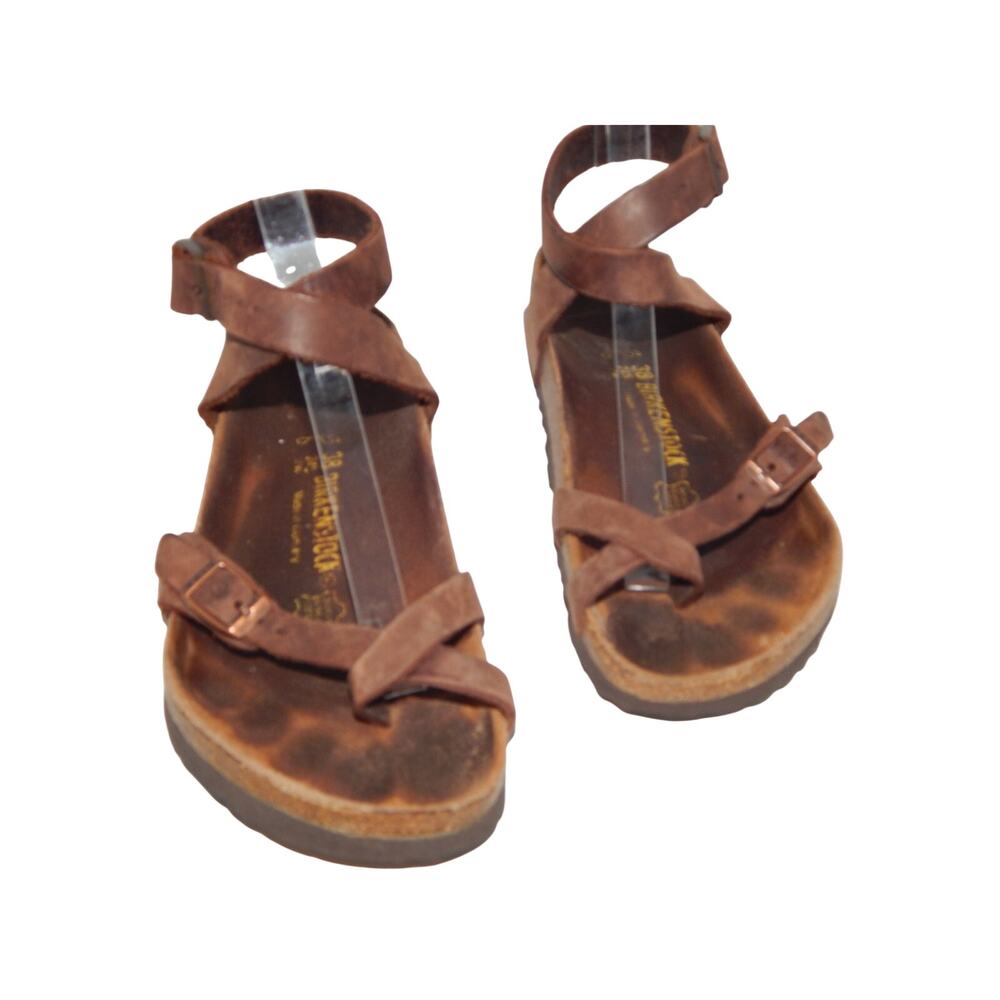 Birkenstock Yara Brown Leather Women Sandals Size 38